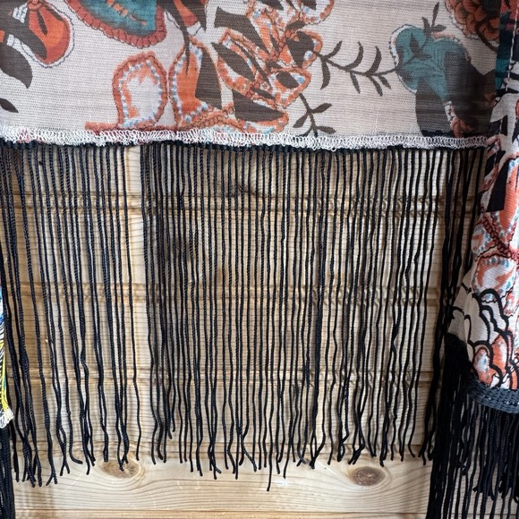 Chemistry Kimono Paisley Floral Fringe Open Front Boho Women's Size Large - Picture 4 of 5